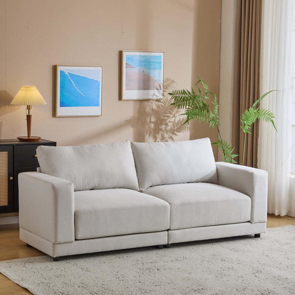81'' Modern Square Arm Sofa with Soft Fabric Upholstery