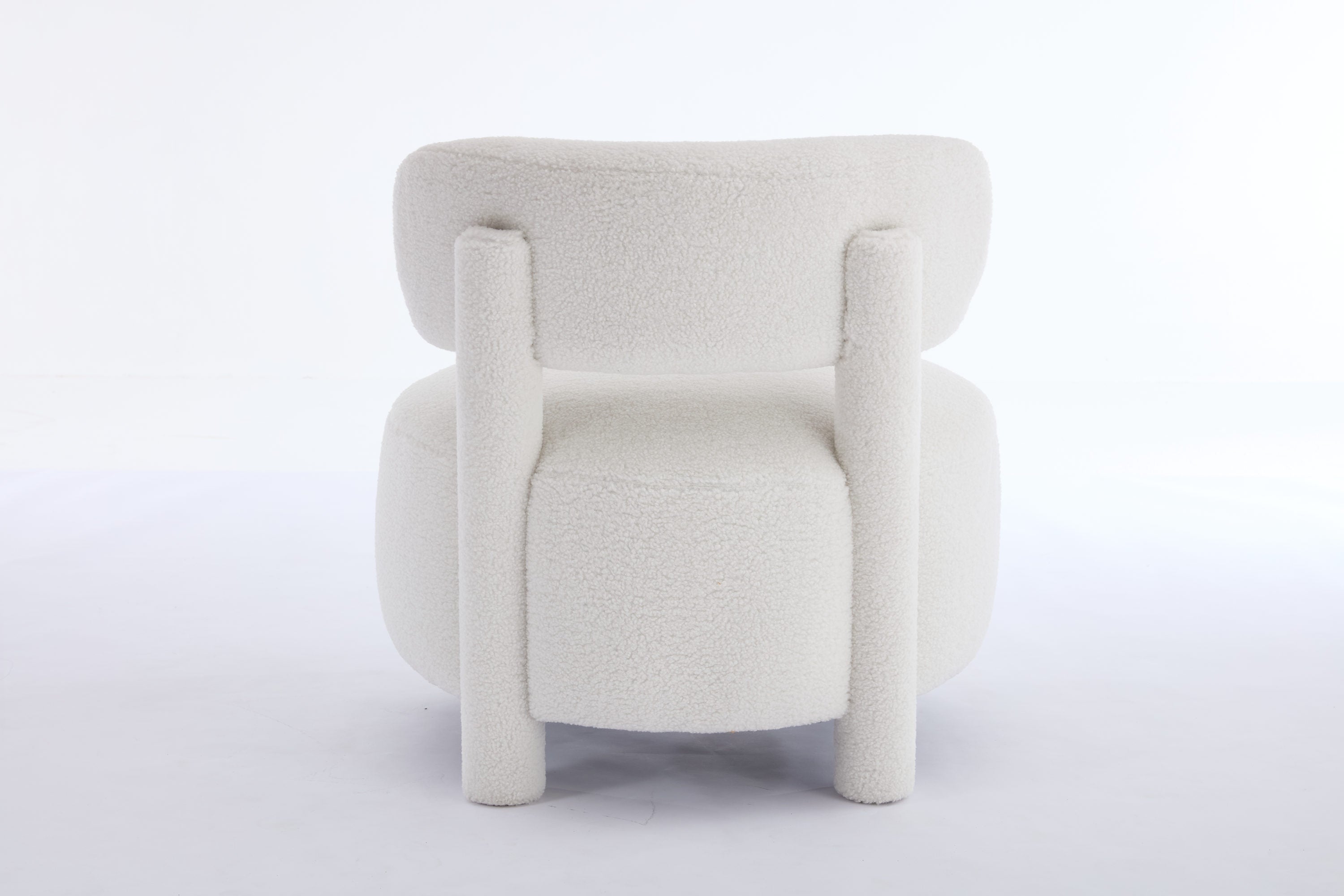 Fur/Teddy Fabric Armless Accent Chair with Curved Backrest