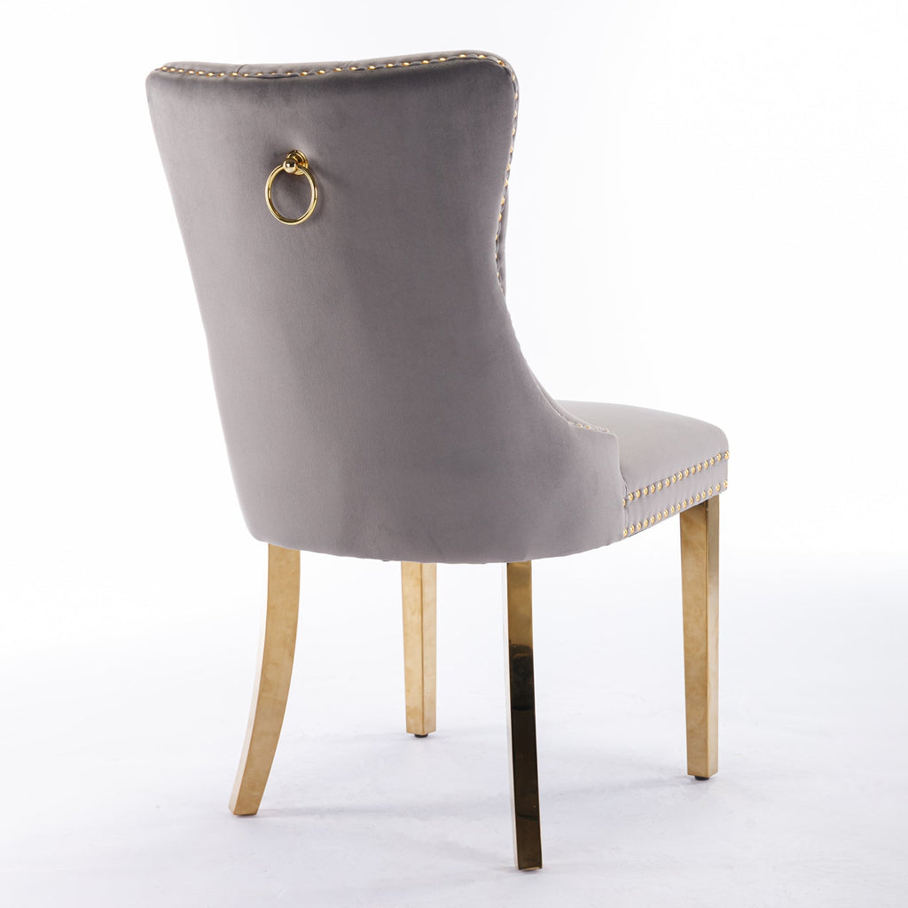 Modern High-end Tufted Solid Wood Velvet Dining Chair(Set of 2)