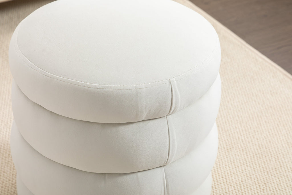 Boucle/Velvet Round Ottoman Footrest Stool