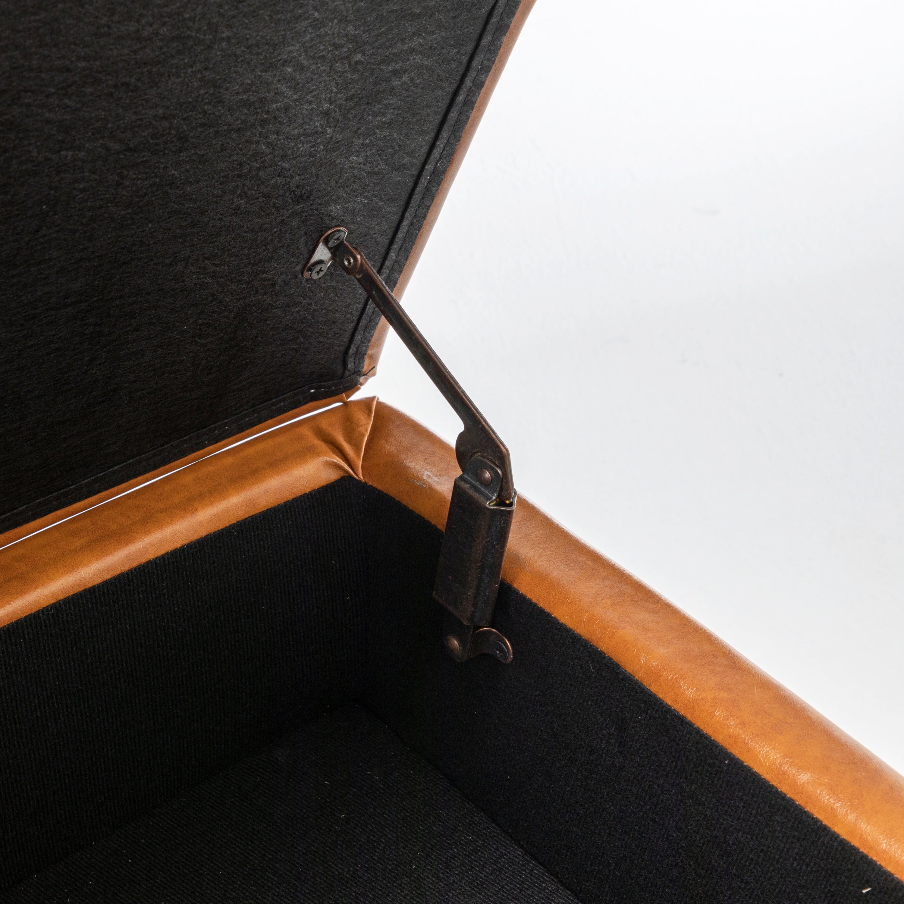 Brown PU Leather Storage Bench