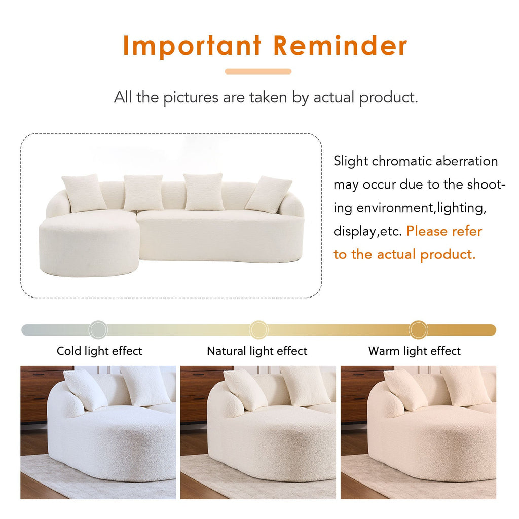 Boneless L-Shape Sectional Sofa with Curved Chaise
