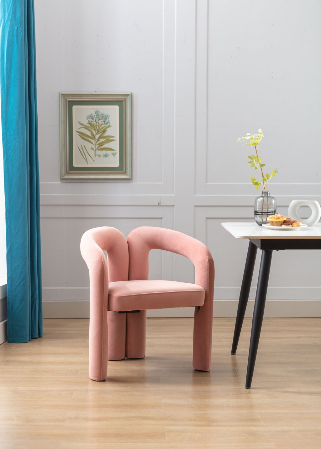 Contemporary Velvet Fabric Upholstered Accent Side Chairs (Set of 2)
