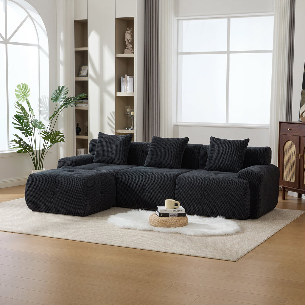 Oversized Boneless Convertible Cloud Couch with Movable Ottoman