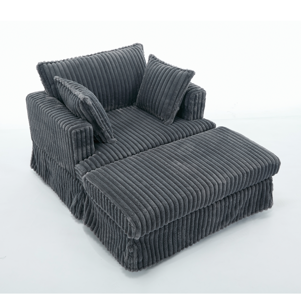 47.7'' Oversized Corduroy Chaise Longue with Ottoman
