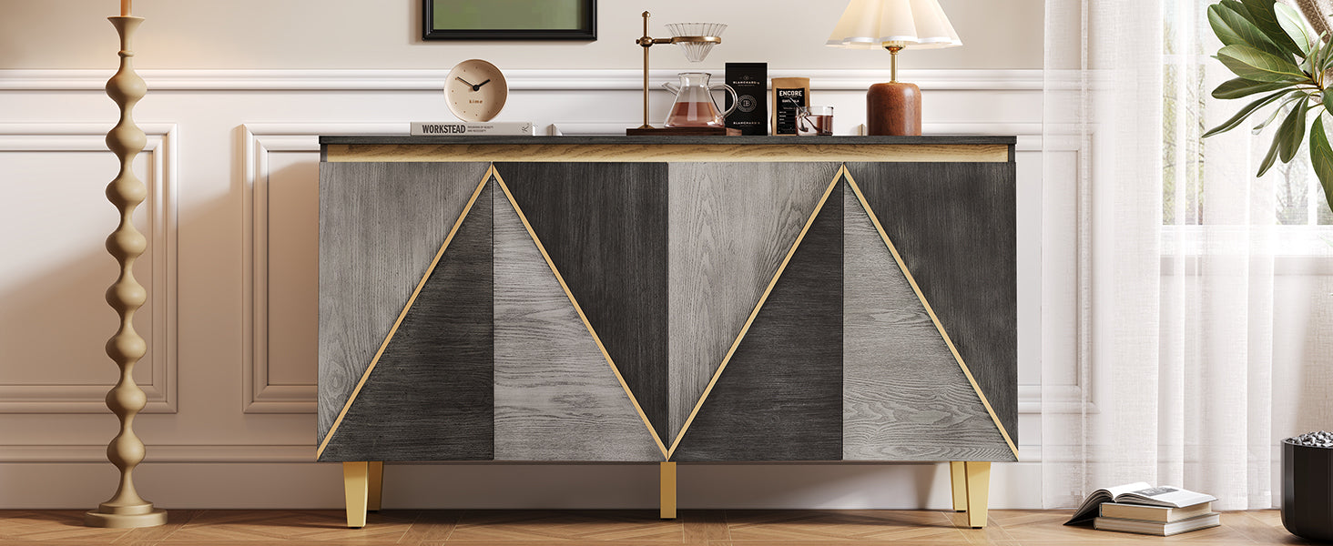 60' Retro Sideboard Cabinet with Adjustable Shelves