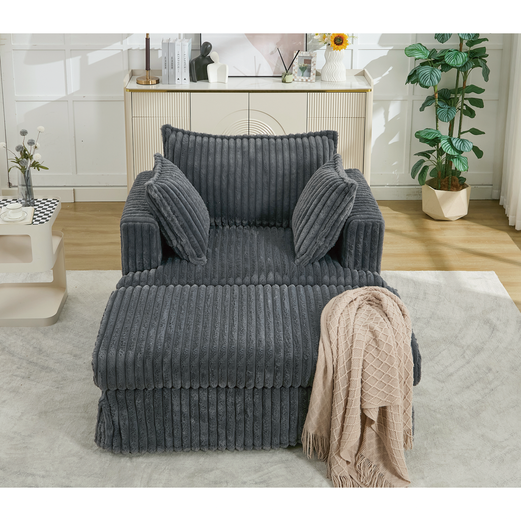 47.7'' Oversized Corduroy Chaise Longue with Ottoman