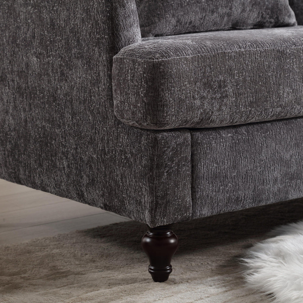 Mid Century Modern Chenille Fabric Loveseat Sofa