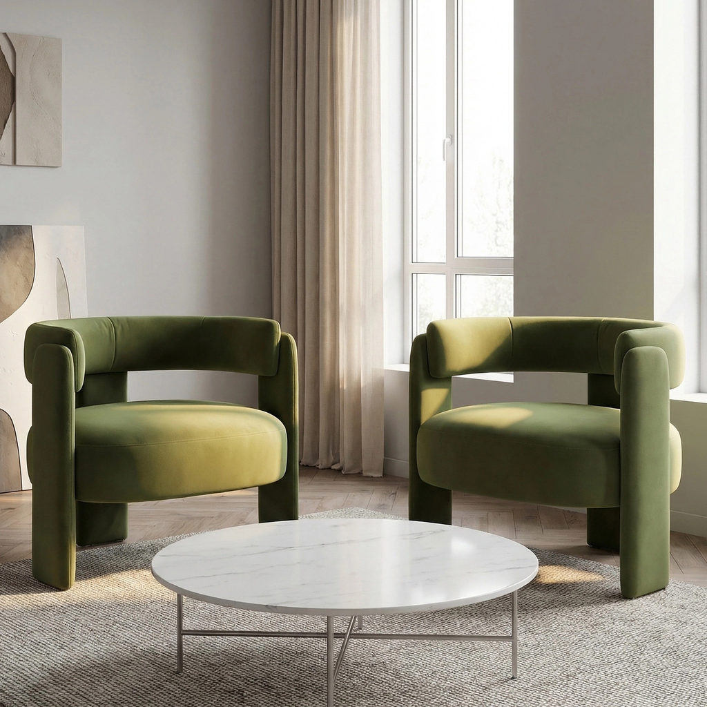 Mid-Century Velvet Comfy Single Sofa Accent Chair