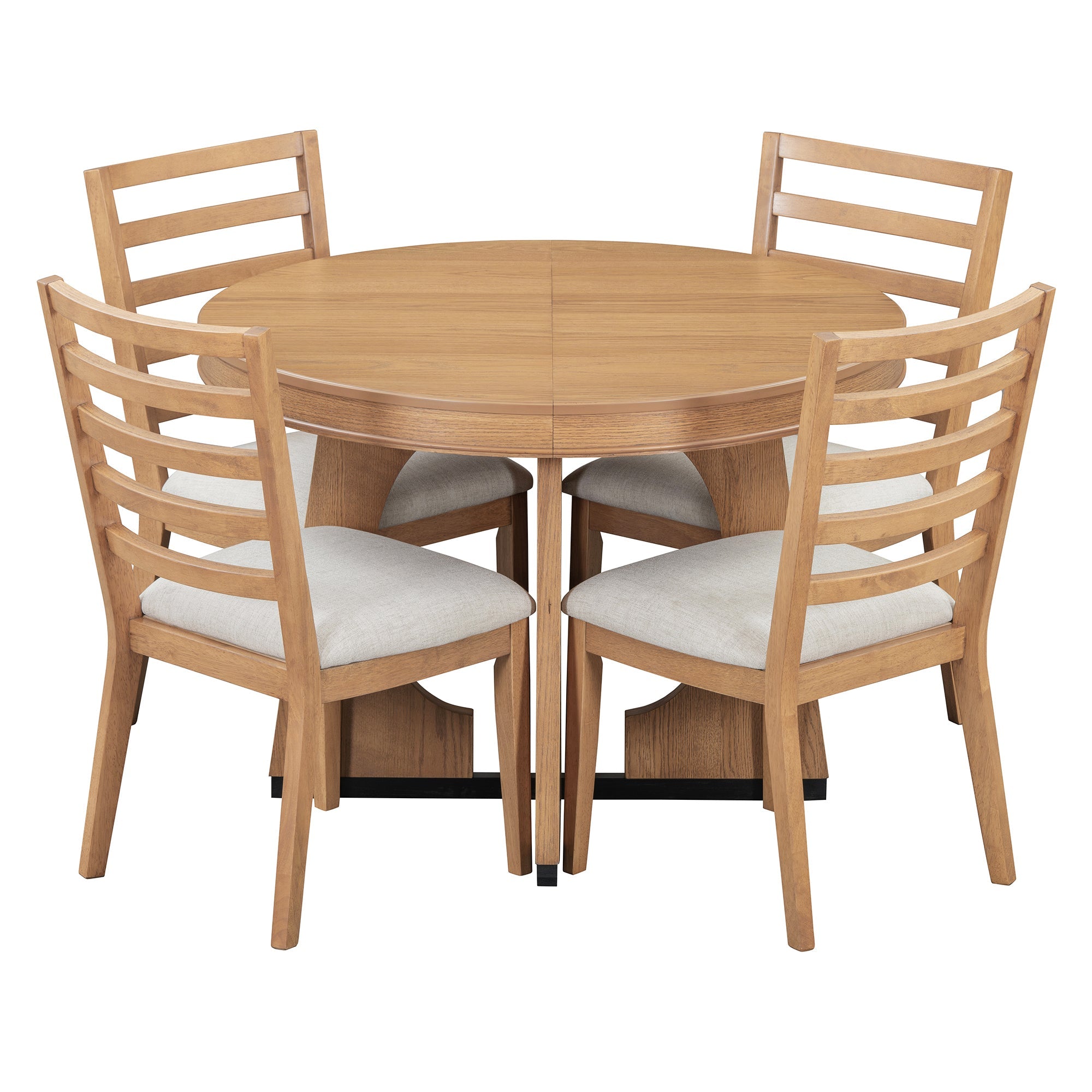 5-Piece Retro Extendable Dining Table Set with 16" Removable Leaf