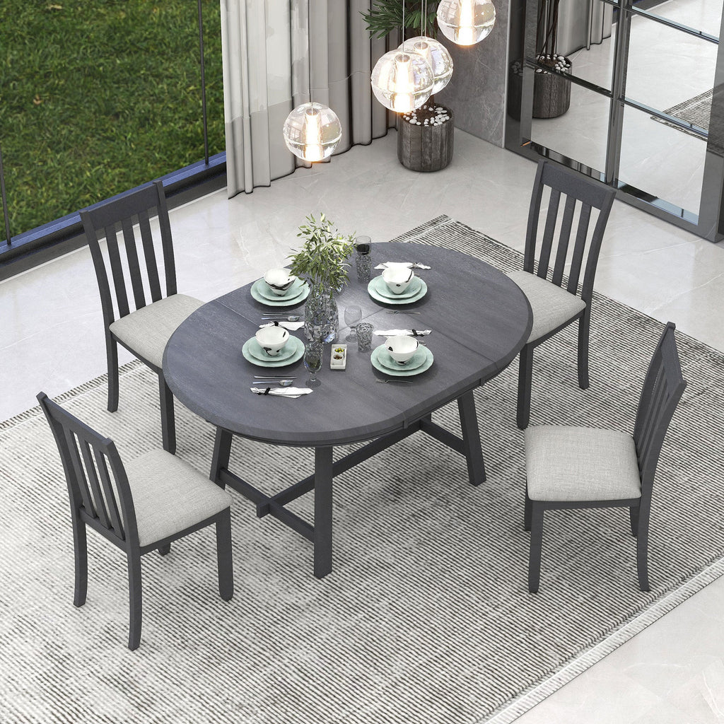 Modern Farmhouse 5-Piece Wood Dining Table Set