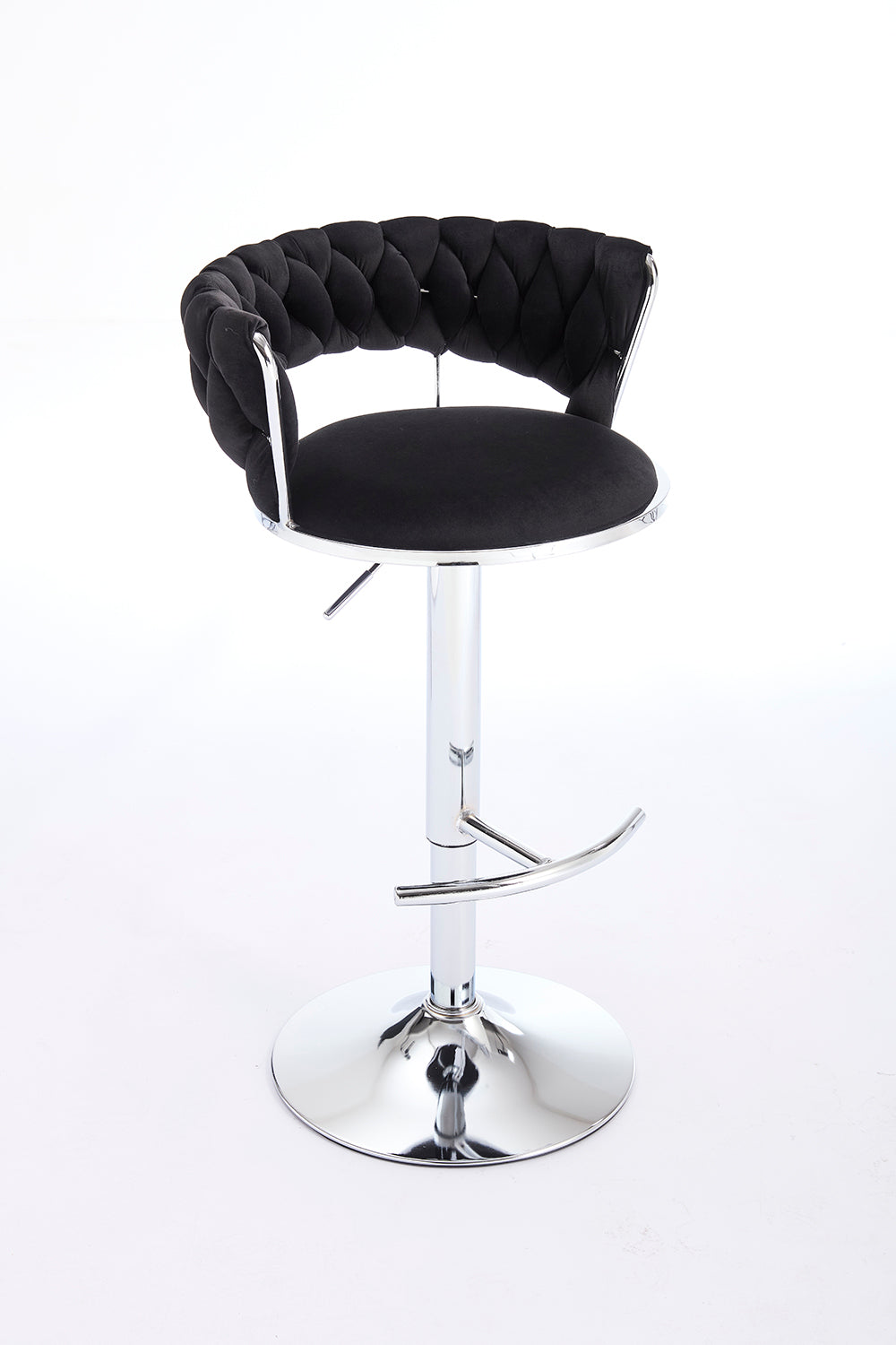 2PCS Metal Bar Stools with Chrome Footrest and Base