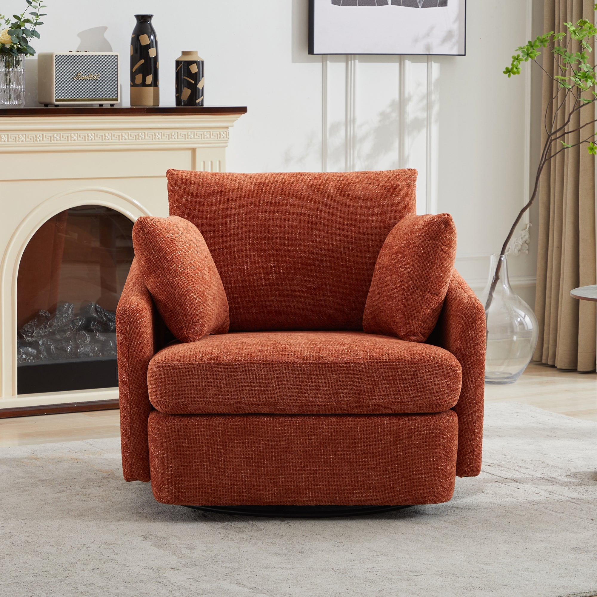 40.55'W Swivel Accent Sofa Chair with 2 Thorw Pillows