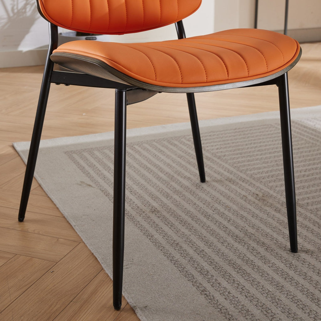 Mid Century Modern Retro Faux Leather Dining Chairs with Walnut Bentwood (Set of 2)