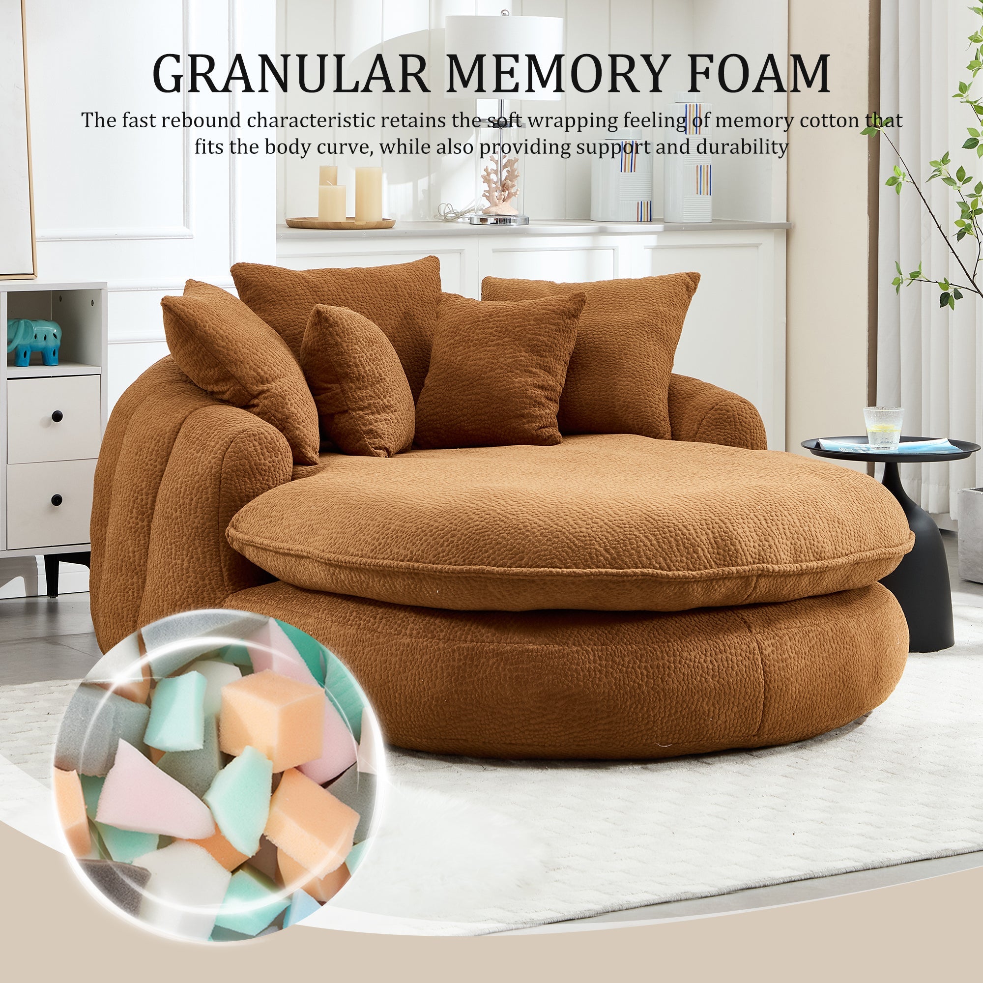 Oversized Oval Upholstered Bean Bag Sofa