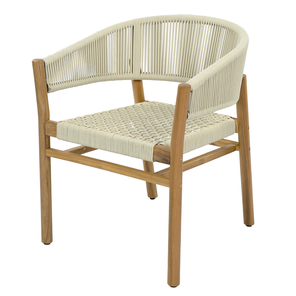 2-seat Woven Outdoor Chairs, Comfy Patio Seating with Elegant Teak Finish