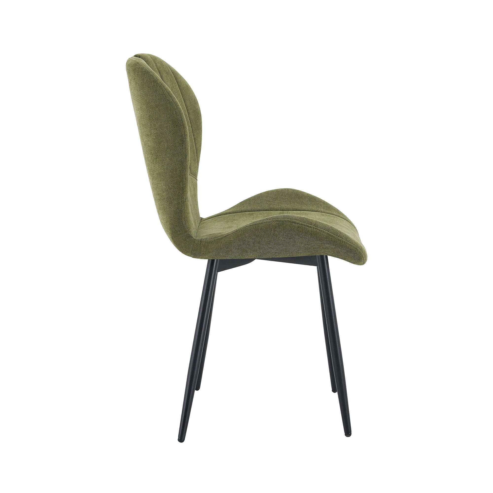 Set of 4 Fabric Dining Chairs Black Metal Frame Wide Cushioned Comfortable