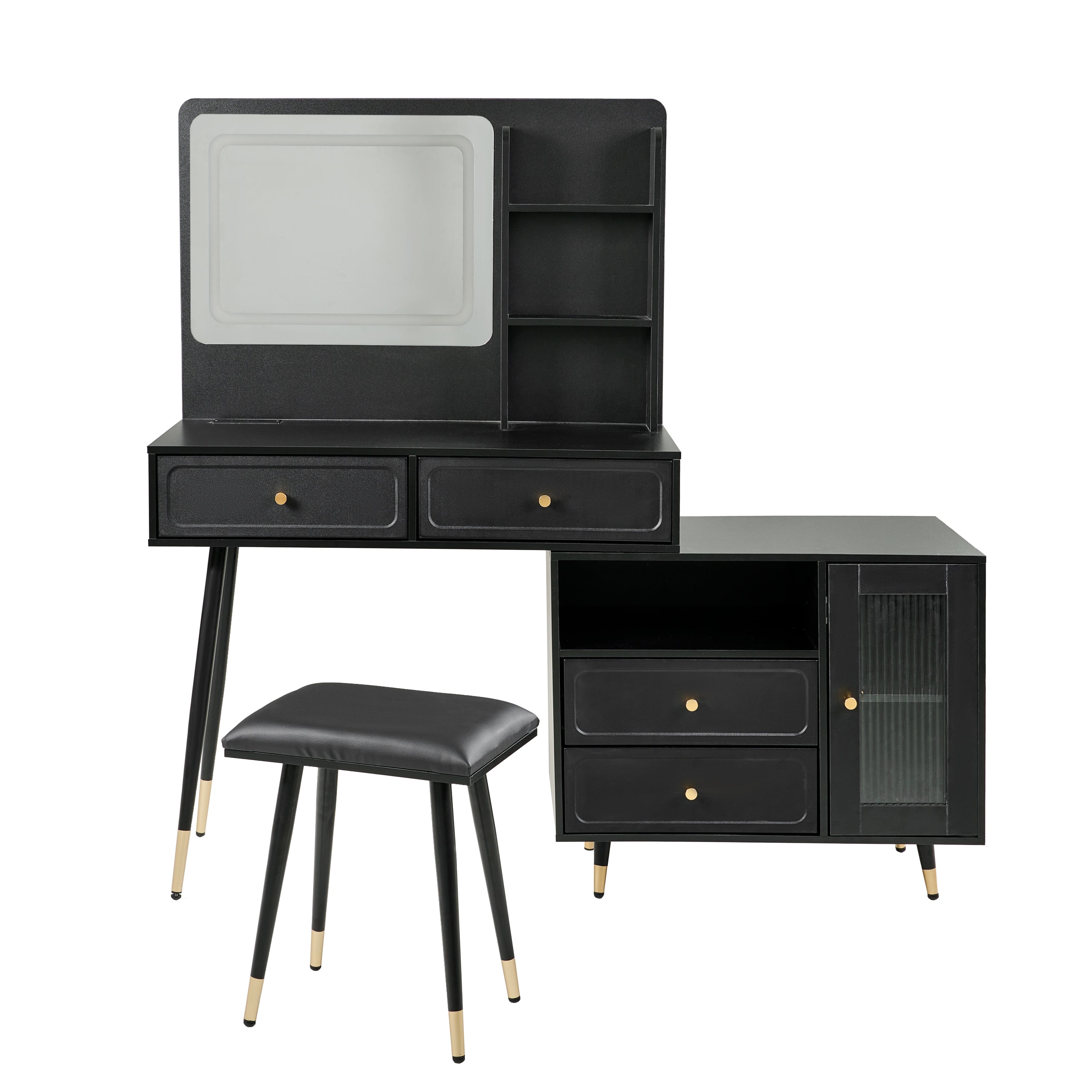 Modern Makeup Vanity Desk with Mirror and Lights