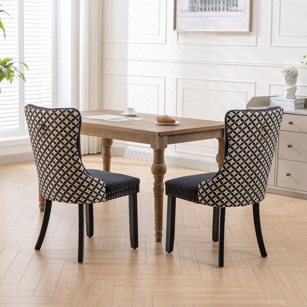 Modern High-end Tufted Solid Wood Velvet Dining Chair(Set of 2)