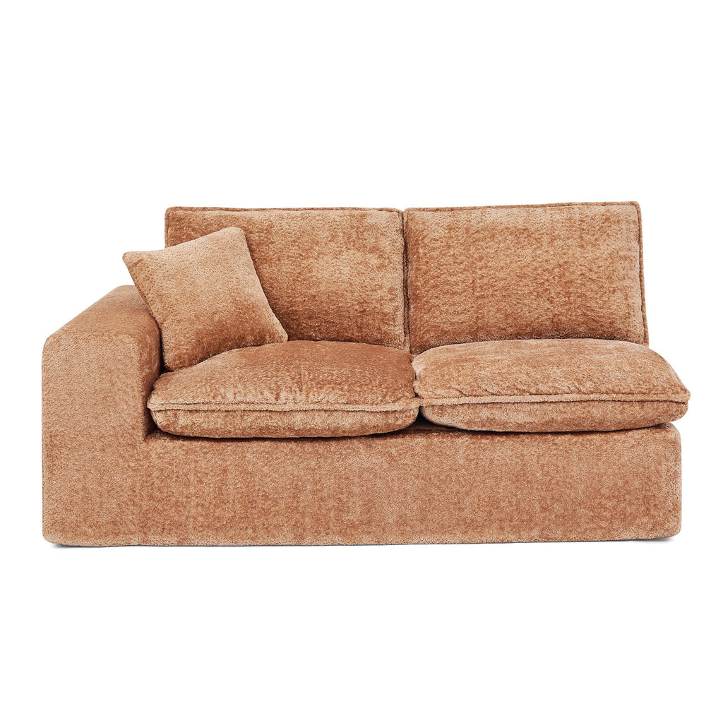 Modern Orange L-Shaped Sectional Sofa with 2 Ottomans Cloud-Like Modular Couch