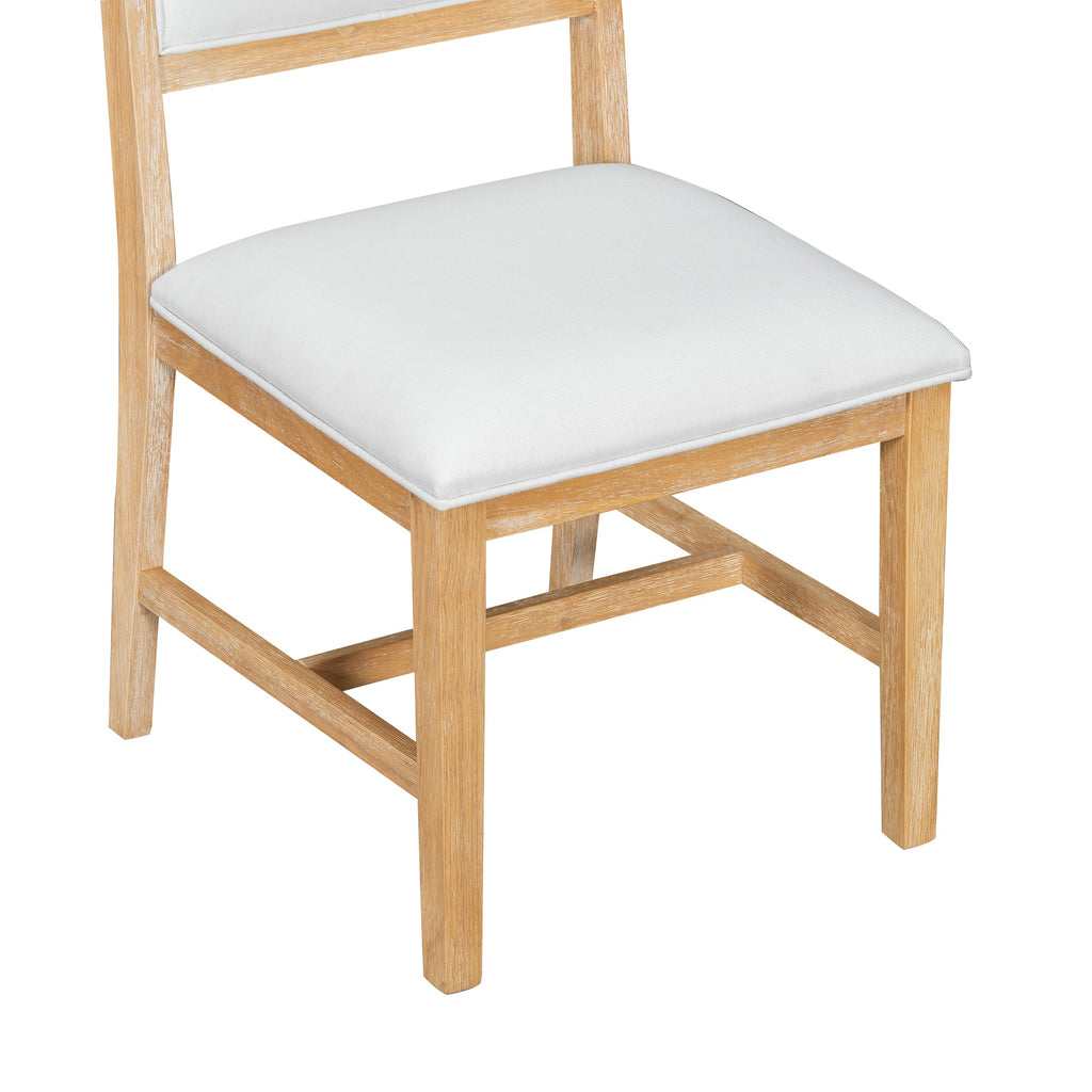 5-Piece Farmhouse Extendable Dining Table Set with 4 Upholstered Chairs