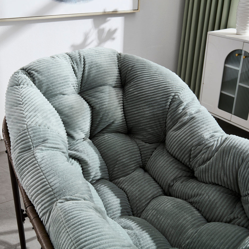 Outdoor Rattan Rocking Recliner Chair with Padded Cushion
