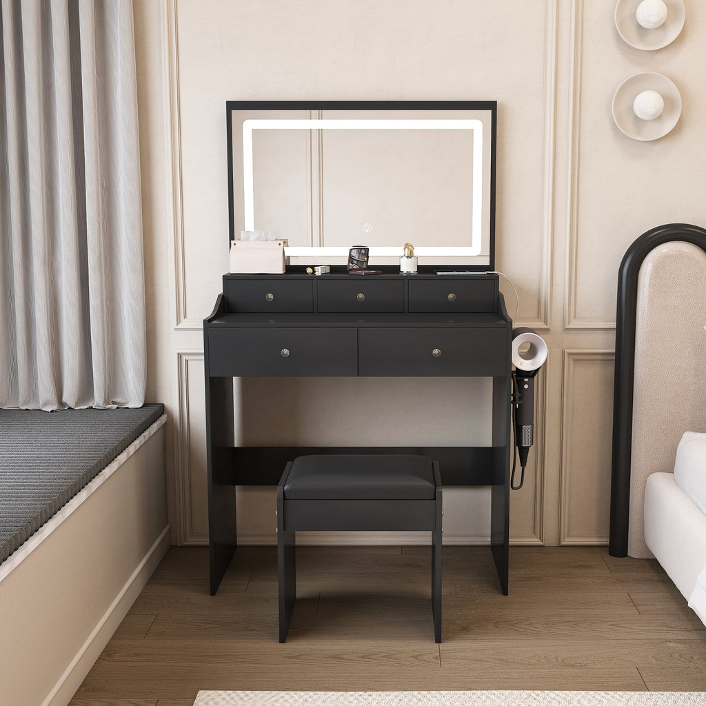 Modern Makeup Vanity Set with Power Outlet