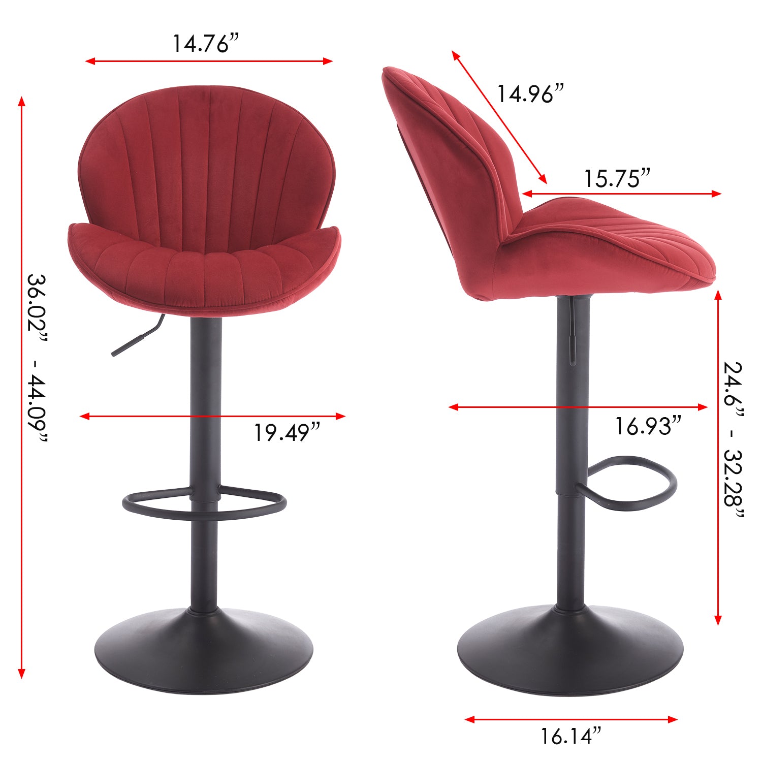 Modern Adjustable Height Bar Stools (Set of 2)