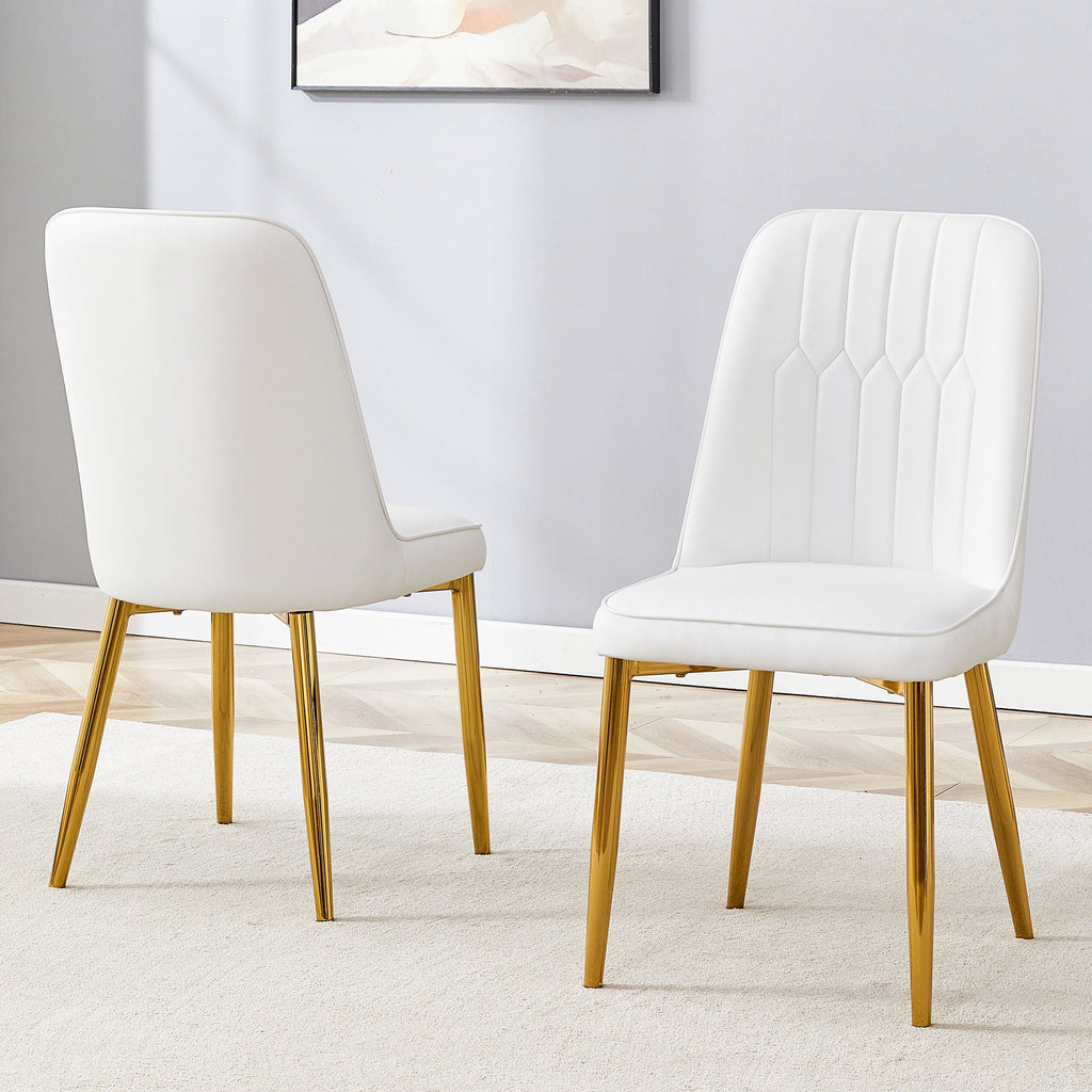 Modern Dining Chairs with Sleek PU leather Backrest (Set of 2)