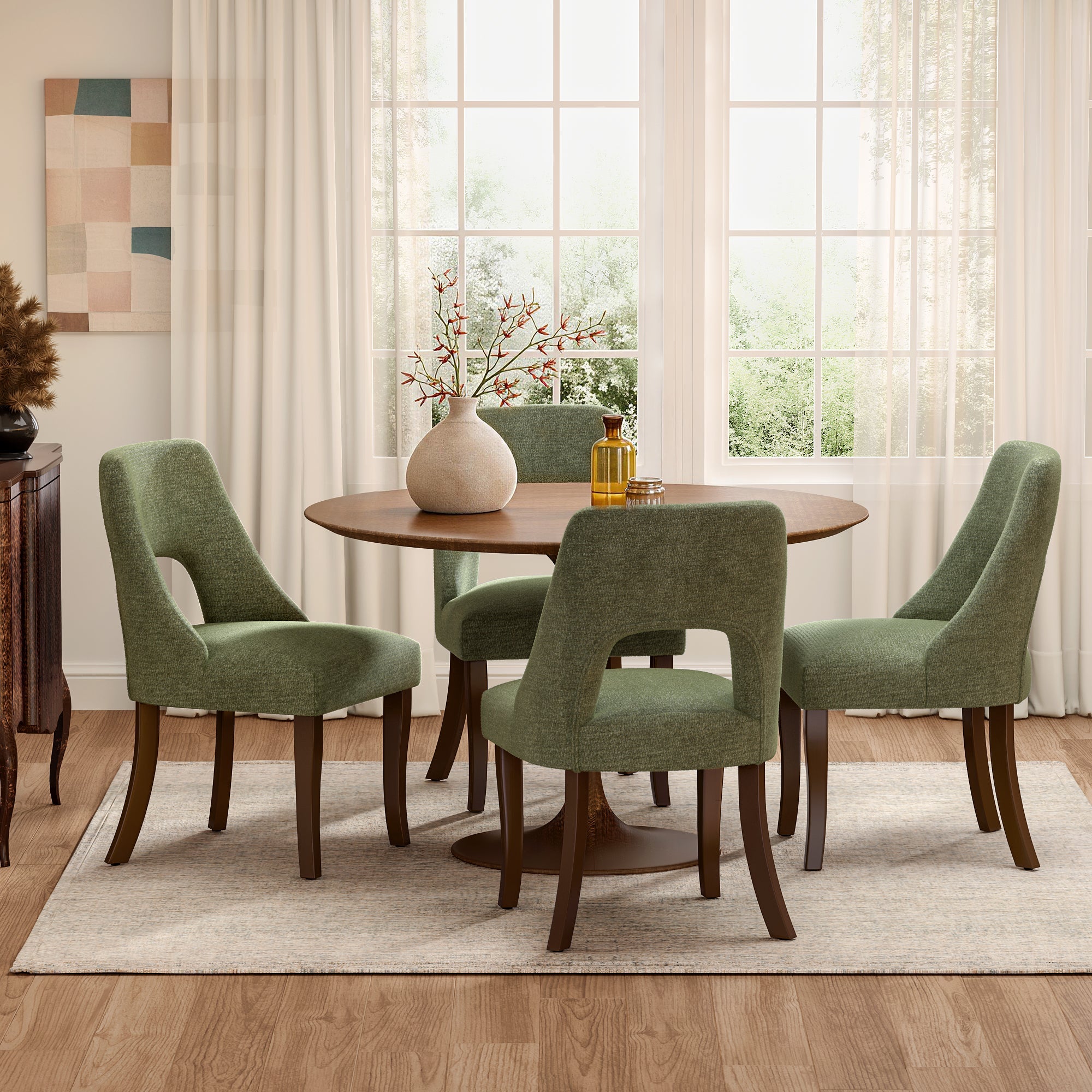 Chenille Elegant Tufted Club Dining Room Chairs (Set of 2)