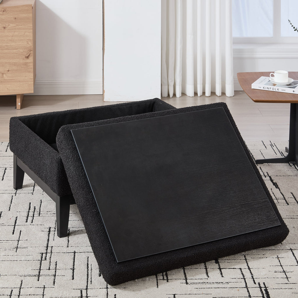 33.86'W Upholstered Wood Base Storage Ottoman