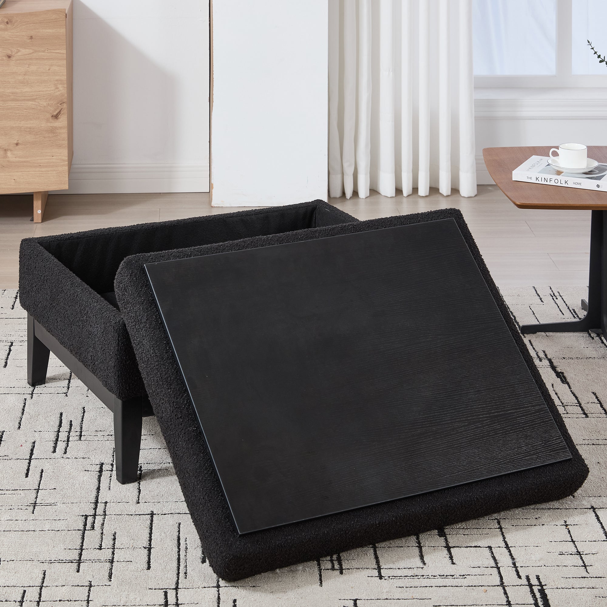 33.86'W Upholstered Wood Base Storage Ottoman