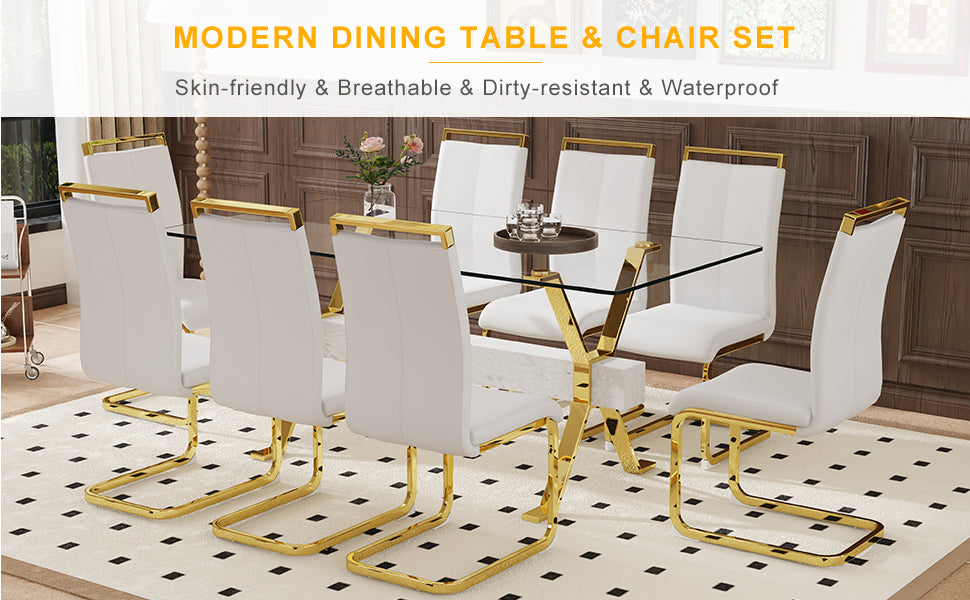 Elegant Transparent Tempered Glass Dining Set