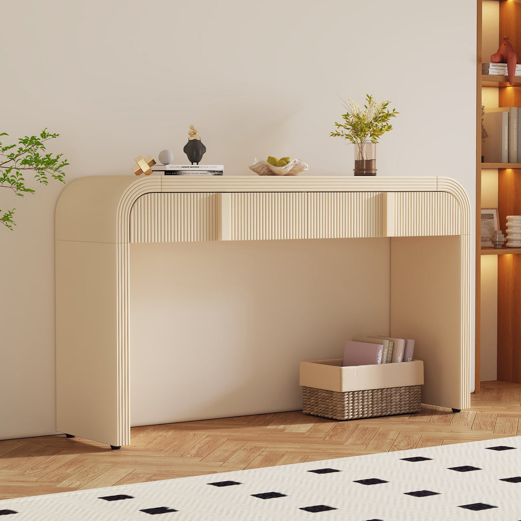 Modern Console Fluted Entryway Table with Rounded Silhouette