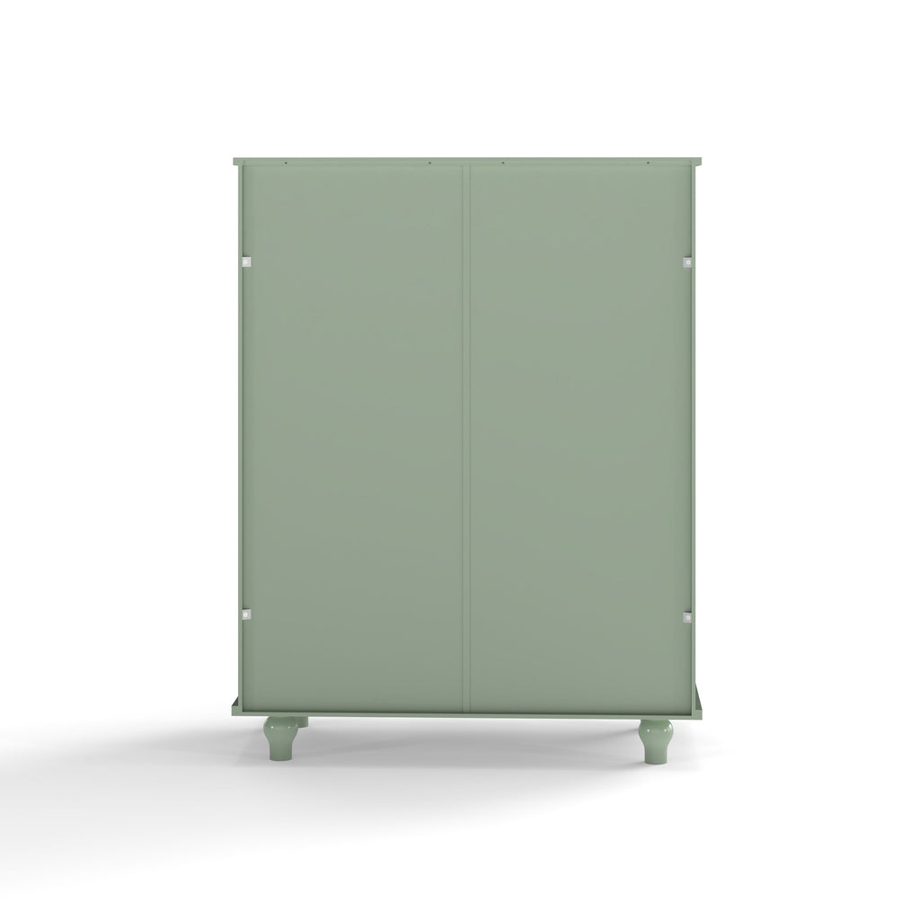 Minimalism Buffet Cabinet with Double Glass Doors and Drawer Mint Green