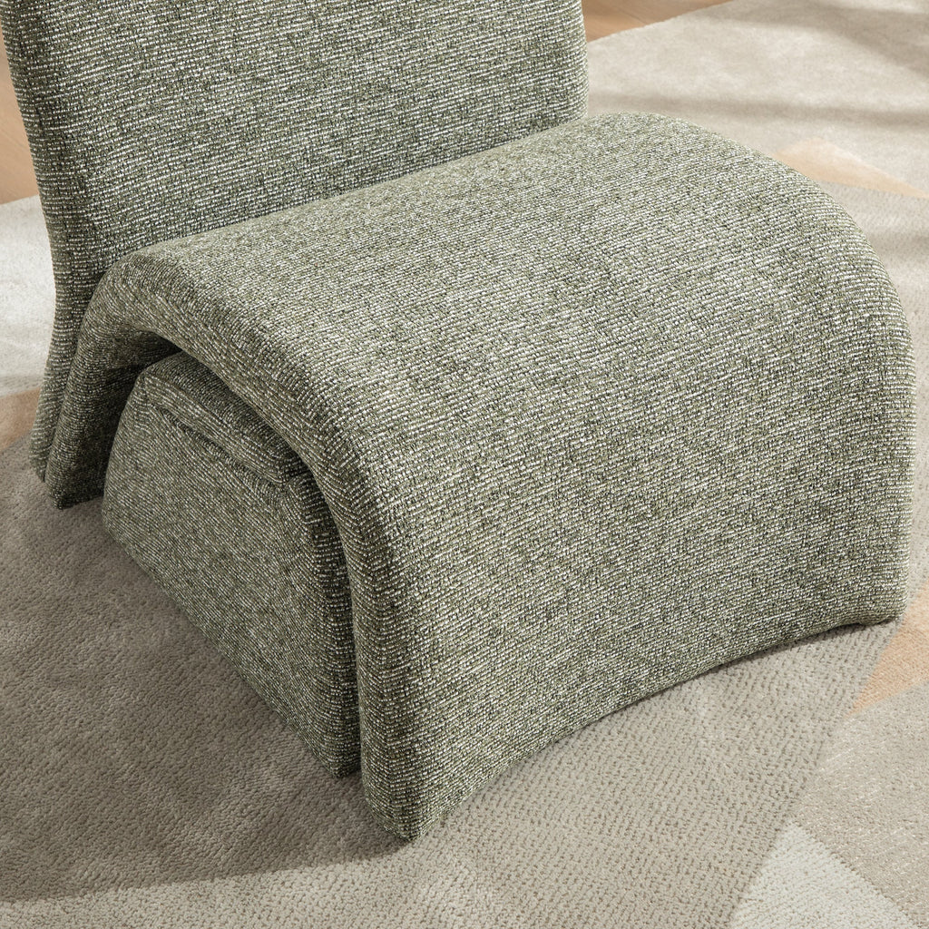 24.8 ' Wide Modern Upholstered Armless Chair with Storage Ottoman