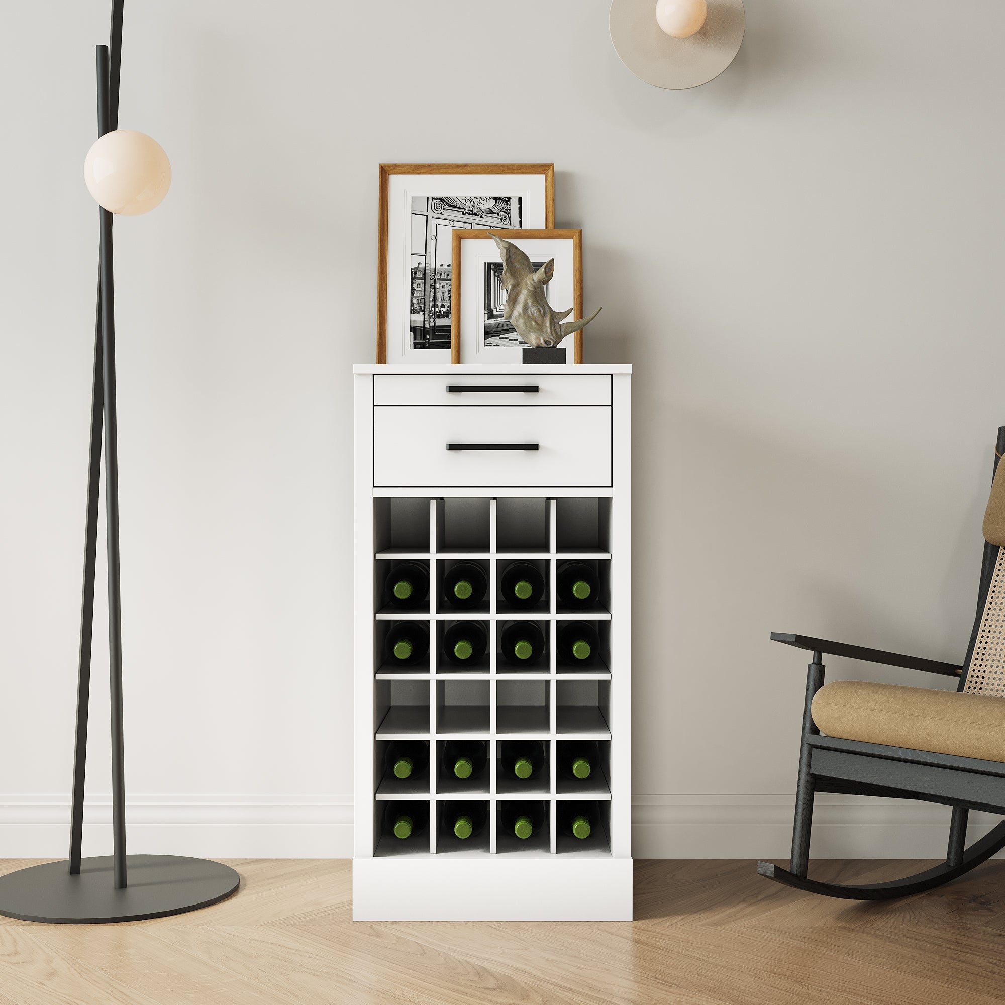 White Modular Wine Buffet Cabinet