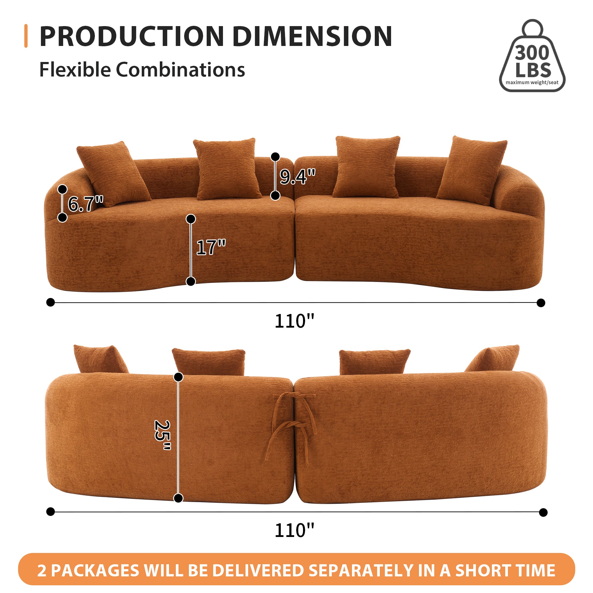 30D High-Density Sponge Sectional Couch for Living Room