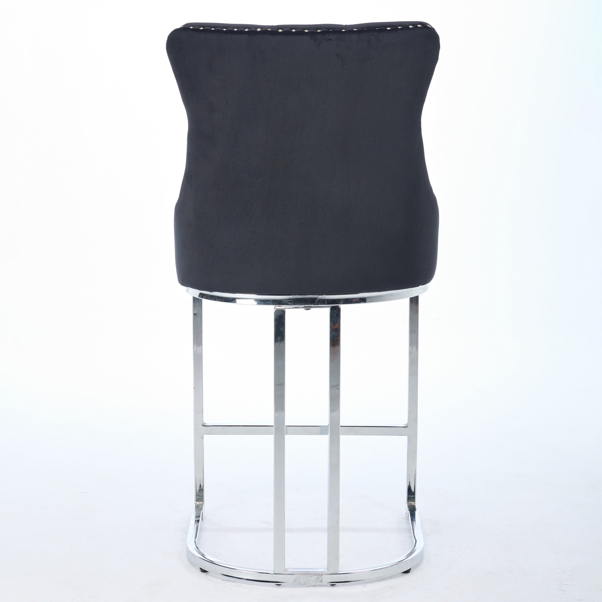 Luxury Elegant Nailhead Trim Tufted Velvet Bar Stools (Set of 2)