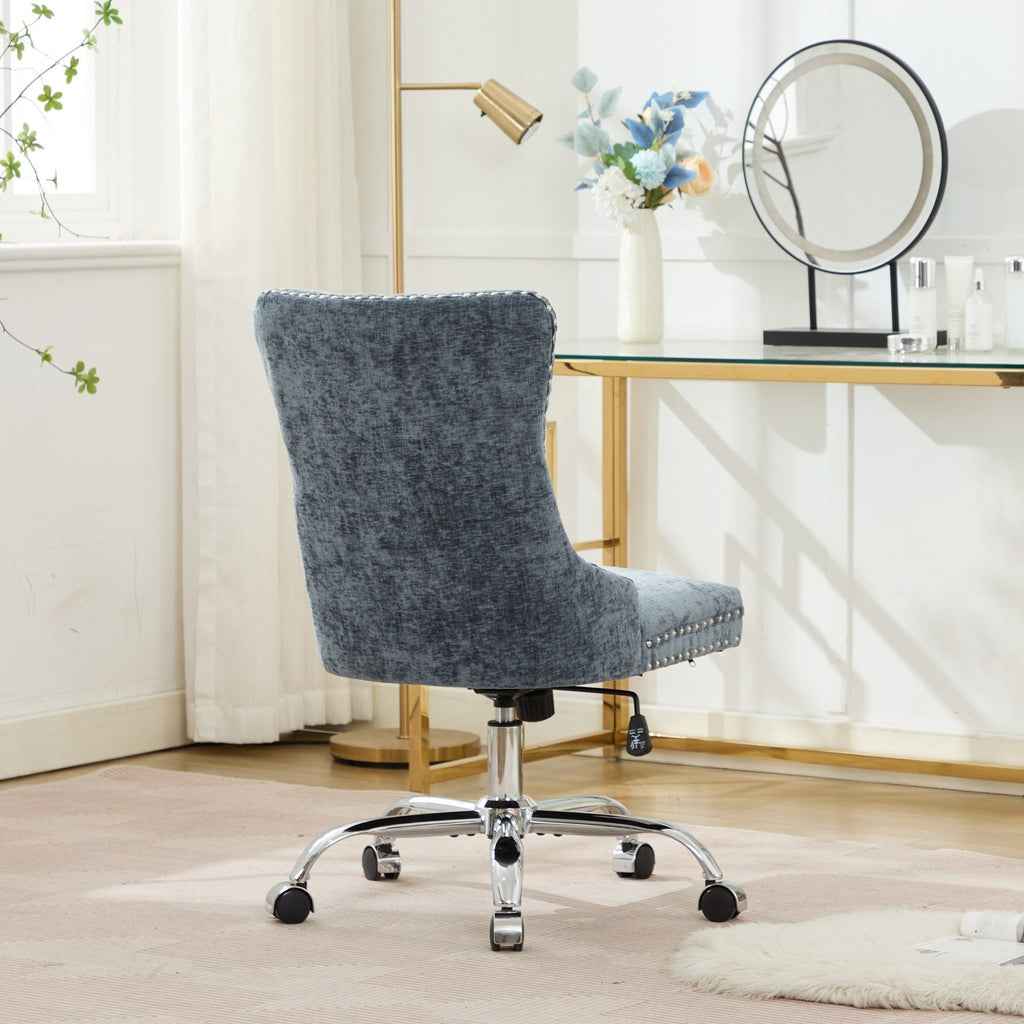 Modern Chenille Upholstered Tufted Button Home Office Chair