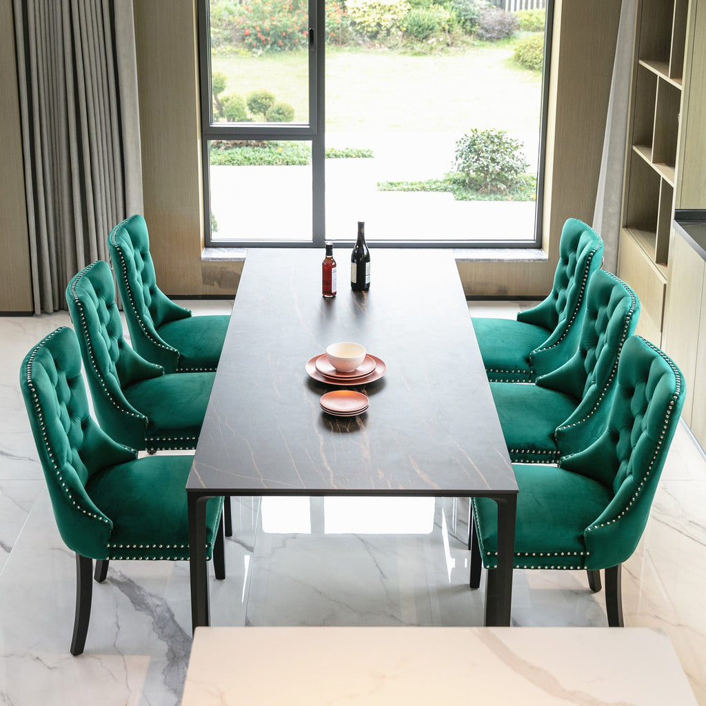 Modern High-end Tufted Solid Wood Velvet Dining Chair(Set of 2)