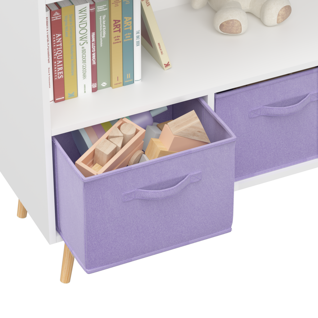 Children's Book Display Kids Bookcase with 3 Fabric Bins
