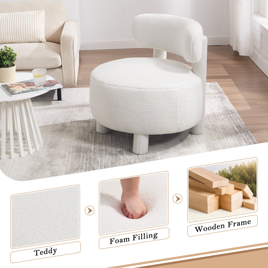 Fur/Teddy Fabric Armless Accent Chair with Curved Backrest