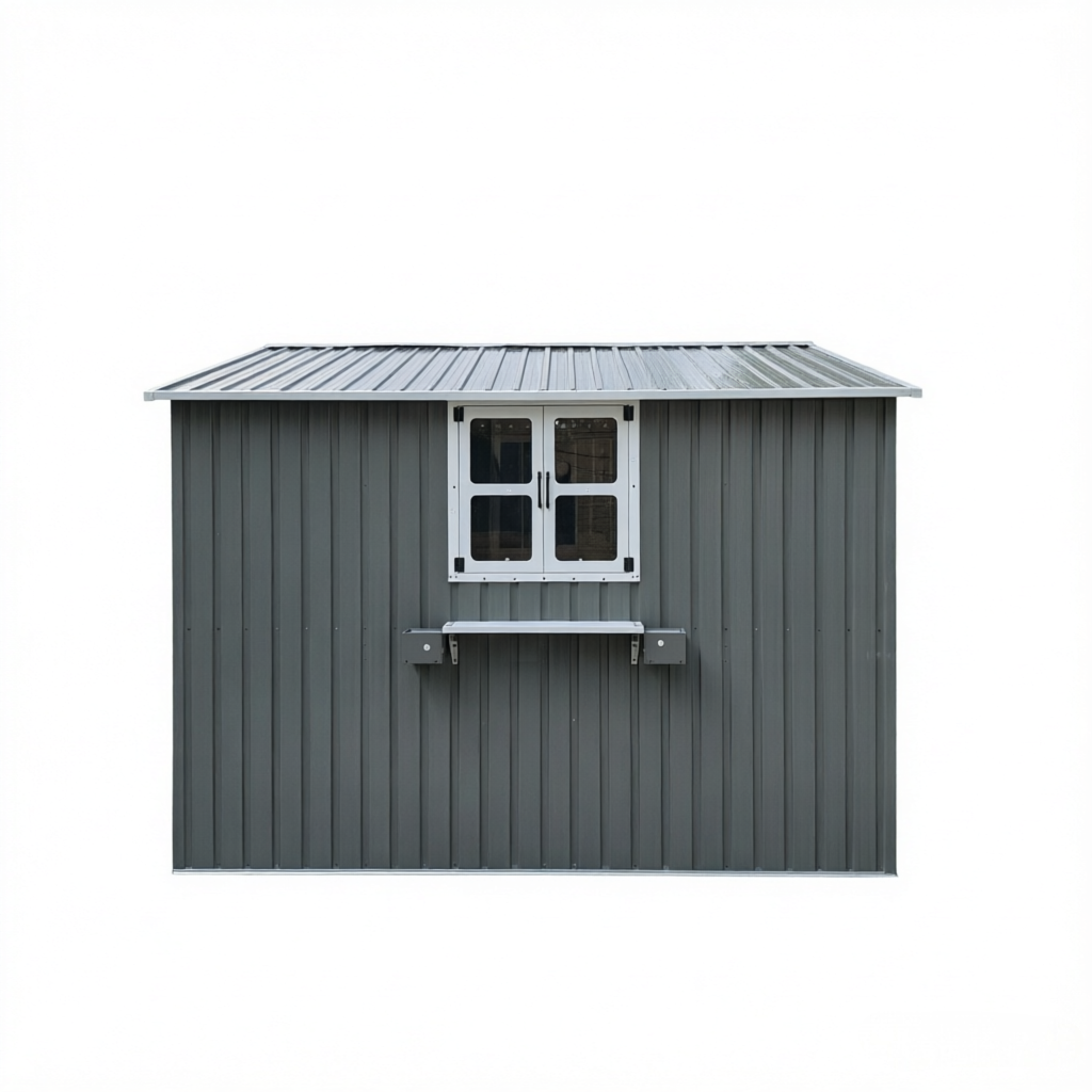 10x8 Ft Metal Storage Shed Lockable Double Doors Window Waterproof Shed