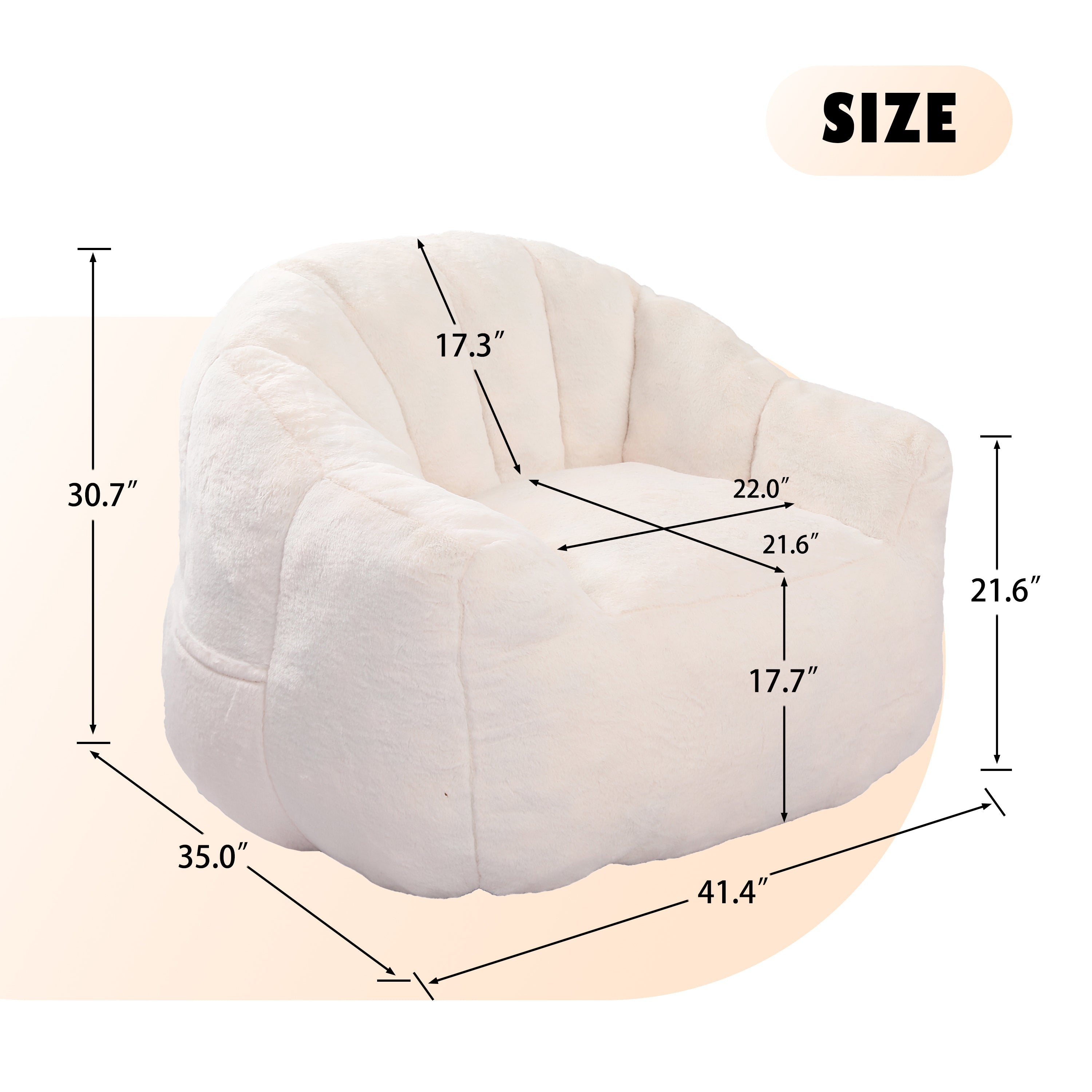 Bean Bag Sofa Chair with Armrests Stuffed