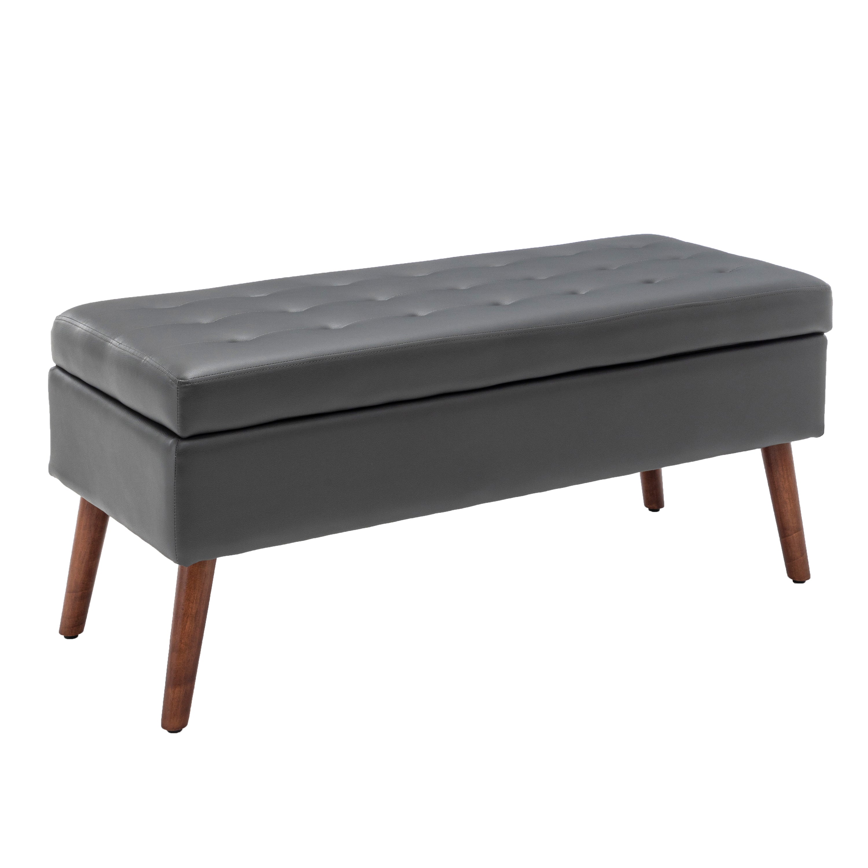 Brown PU Leather Storage Bench