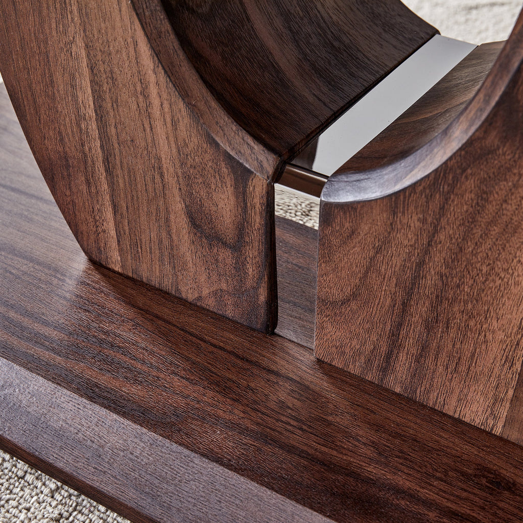Modern Minimalist Walnut Dark Brown Rectangular Coffee Table