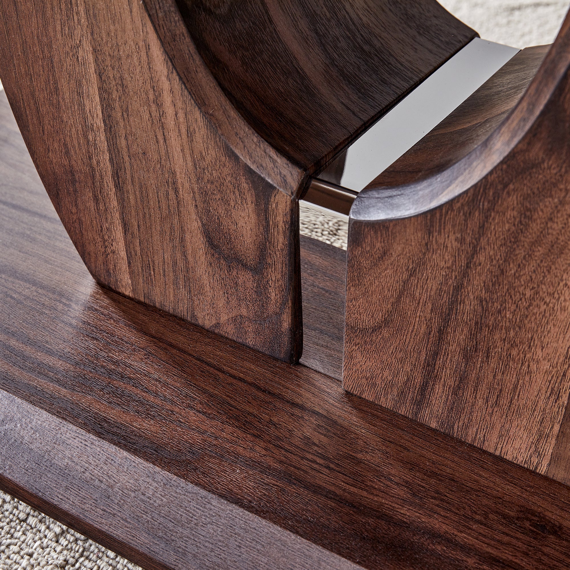 Modern Minimalist Walnut Dark Brown Rectangular Coffee Table