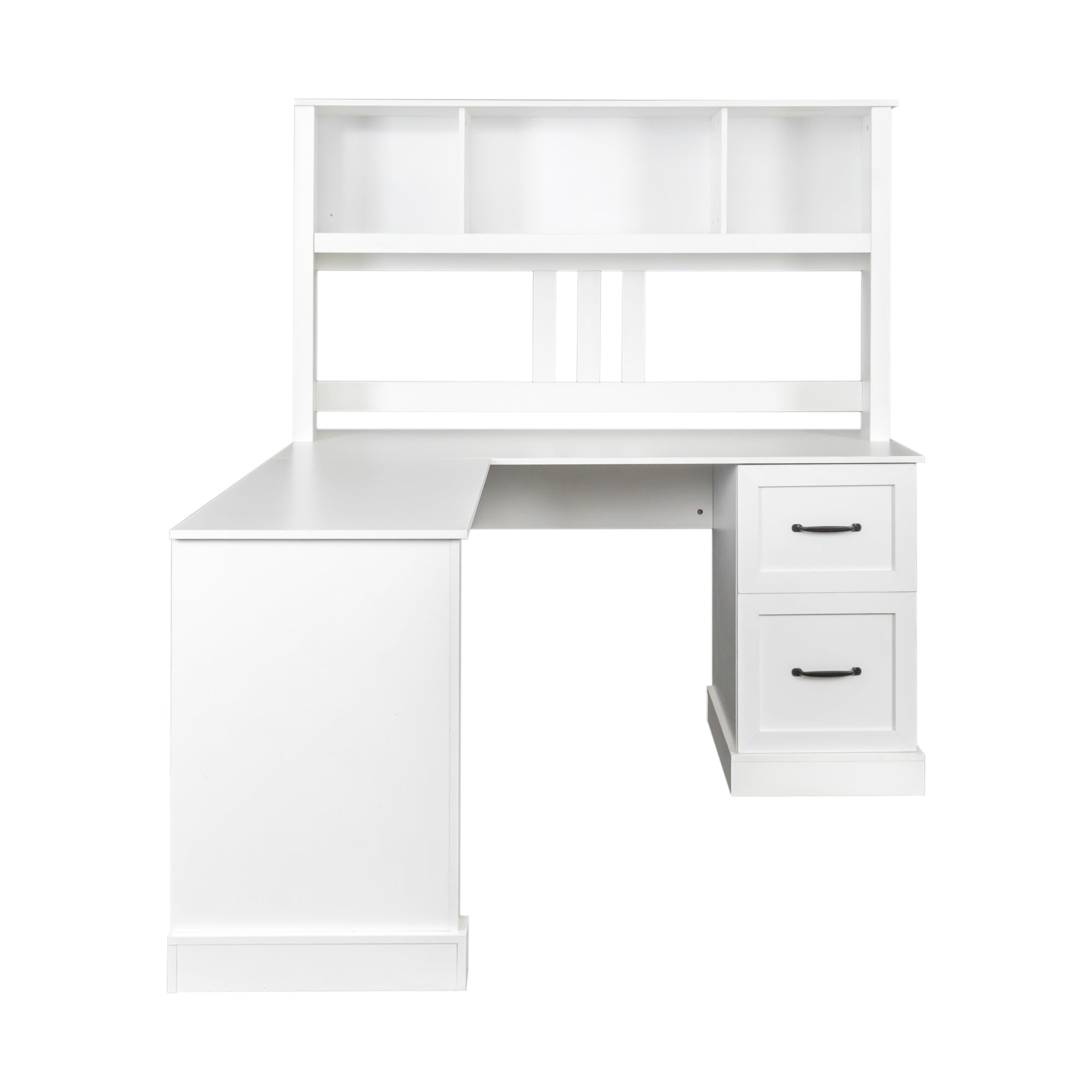 Space-Saving Home Office Computer Workstation with Storage Shelves
