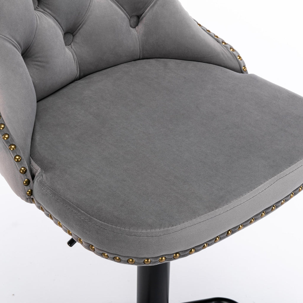 Modern Swivel Velvet Barstools Adjusatble Seat (Set of 2)